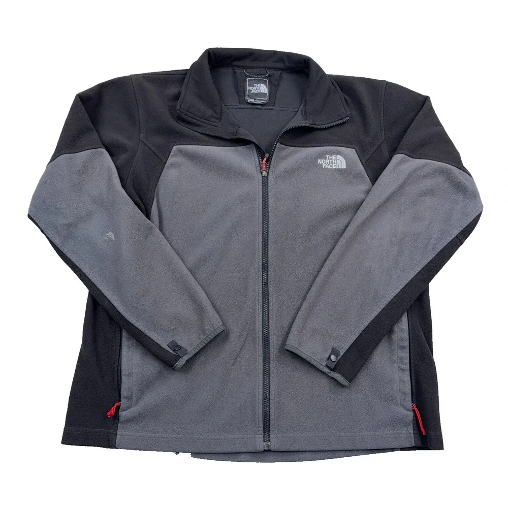 The North Face Jacket Men XL Gray Black Fleece Full Zip Interchange Bomber Adult